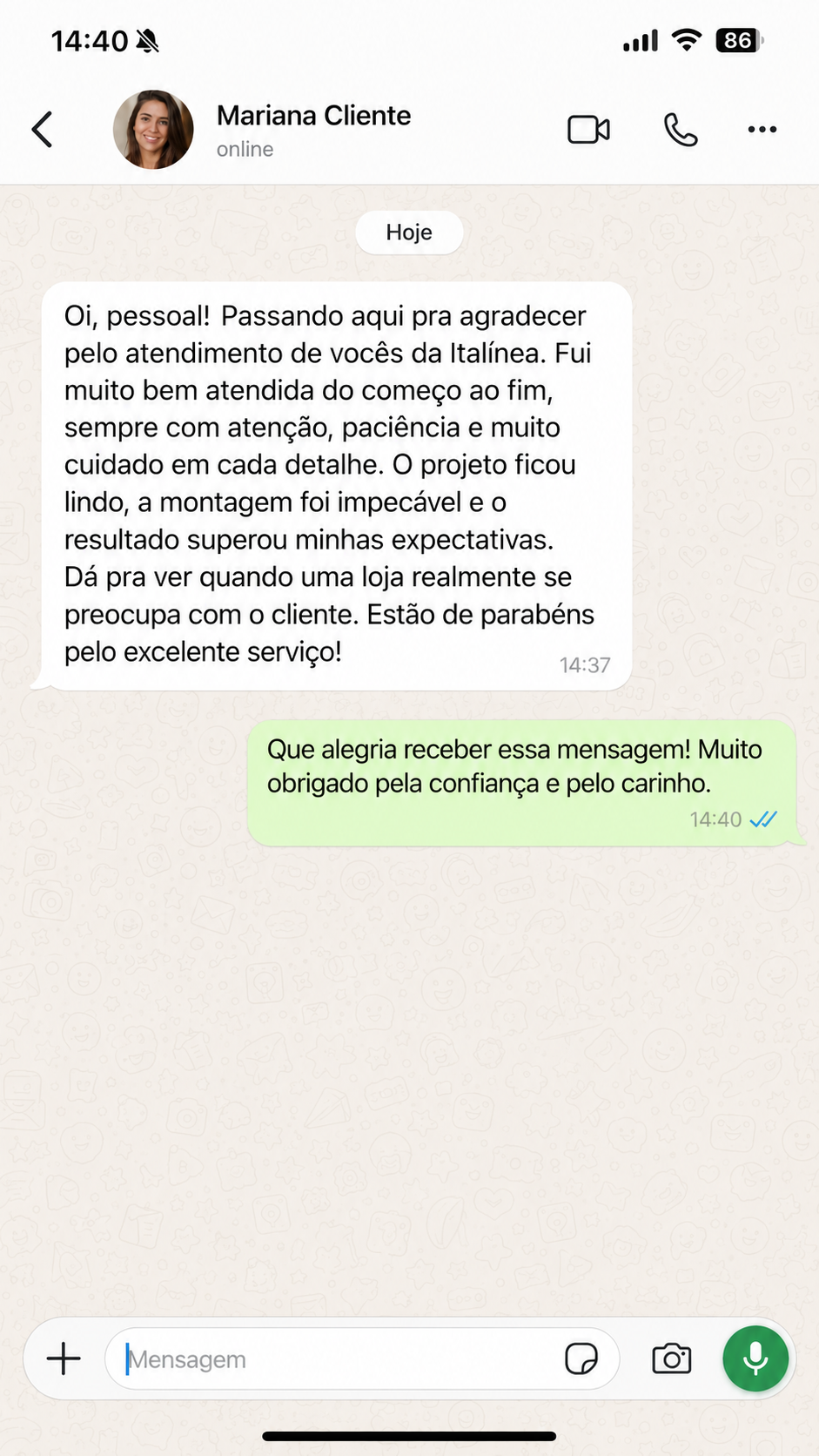 Depoimento Cliente 1